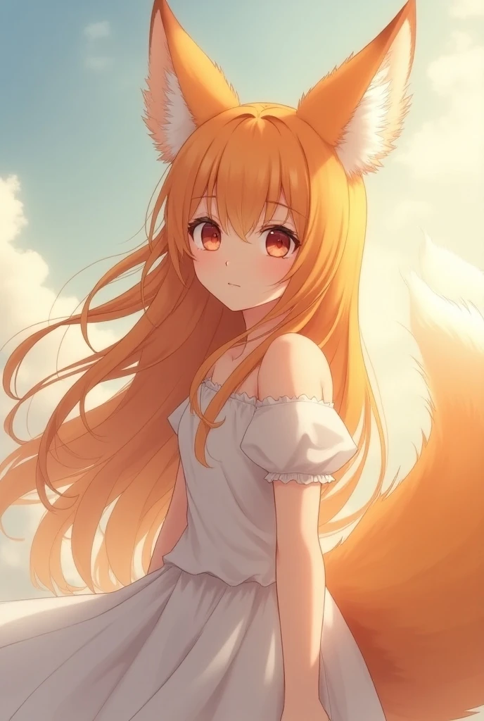 absurdres, best quality, masterpiece, NSFW, animation, comic, animated, novel illustration, looking at viewer, breasts focus, upper body, backlighting, (spice and wolf), ((holo)), sunset, detailed cloudy sky, (wheat field), wheat, 1girl, orange hair, red eyes, long hair, wolf ears, big tail, wolf girl, animal ears, nude, naked, (small breasts), flat chest, navel, nipples, red kimono, blush, light simle, sitting,