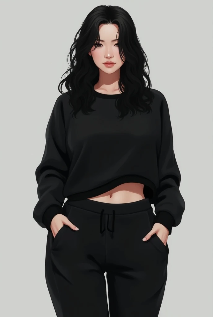 from_behind, bodybuilder, comics style, analog style, illustration, lineart, 1girl, supermodel, woman, oversized hoodie, large ass, auburn long hair, masterpiece, best quality, shoes, full body,white background, studio, looking away, covered by hood