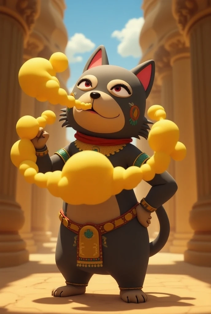 Ankha, Animal Crossing, Fart, Farting, Big ass, Spreading Ass, Temple, Yellow gas, dom, low angle
