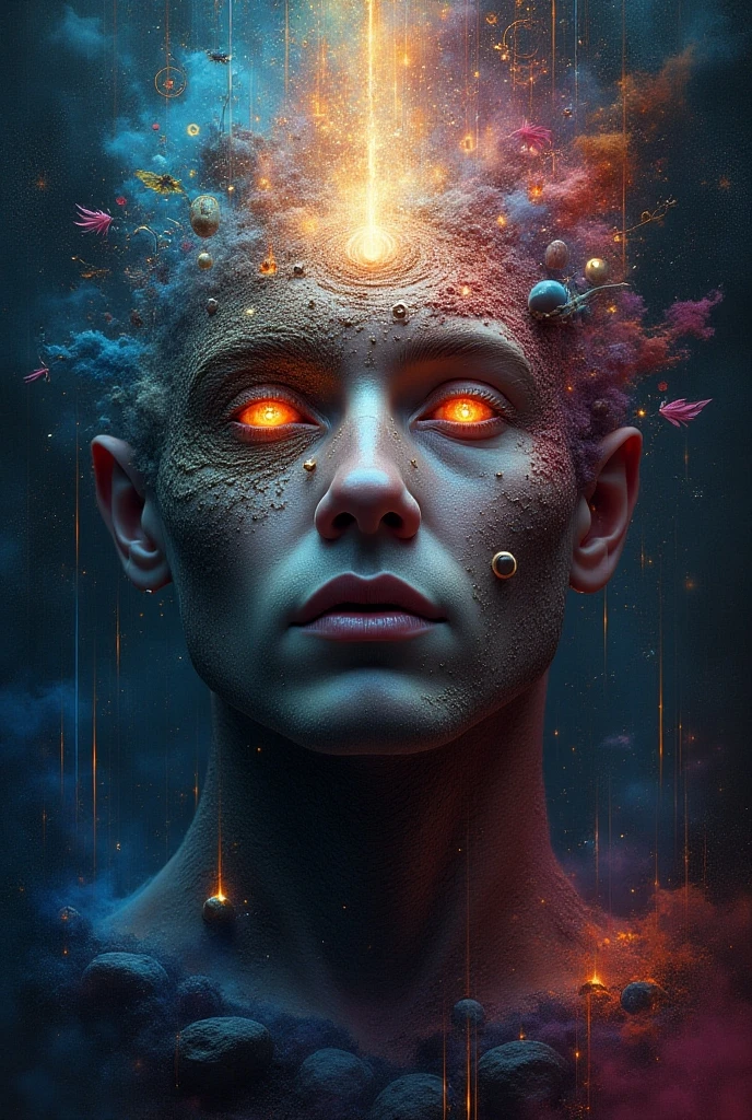 a digital portrait of a heat made of galaxies, in space, Something