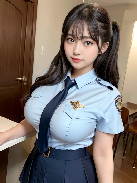 xxapple wearing a police uniform, large breasts