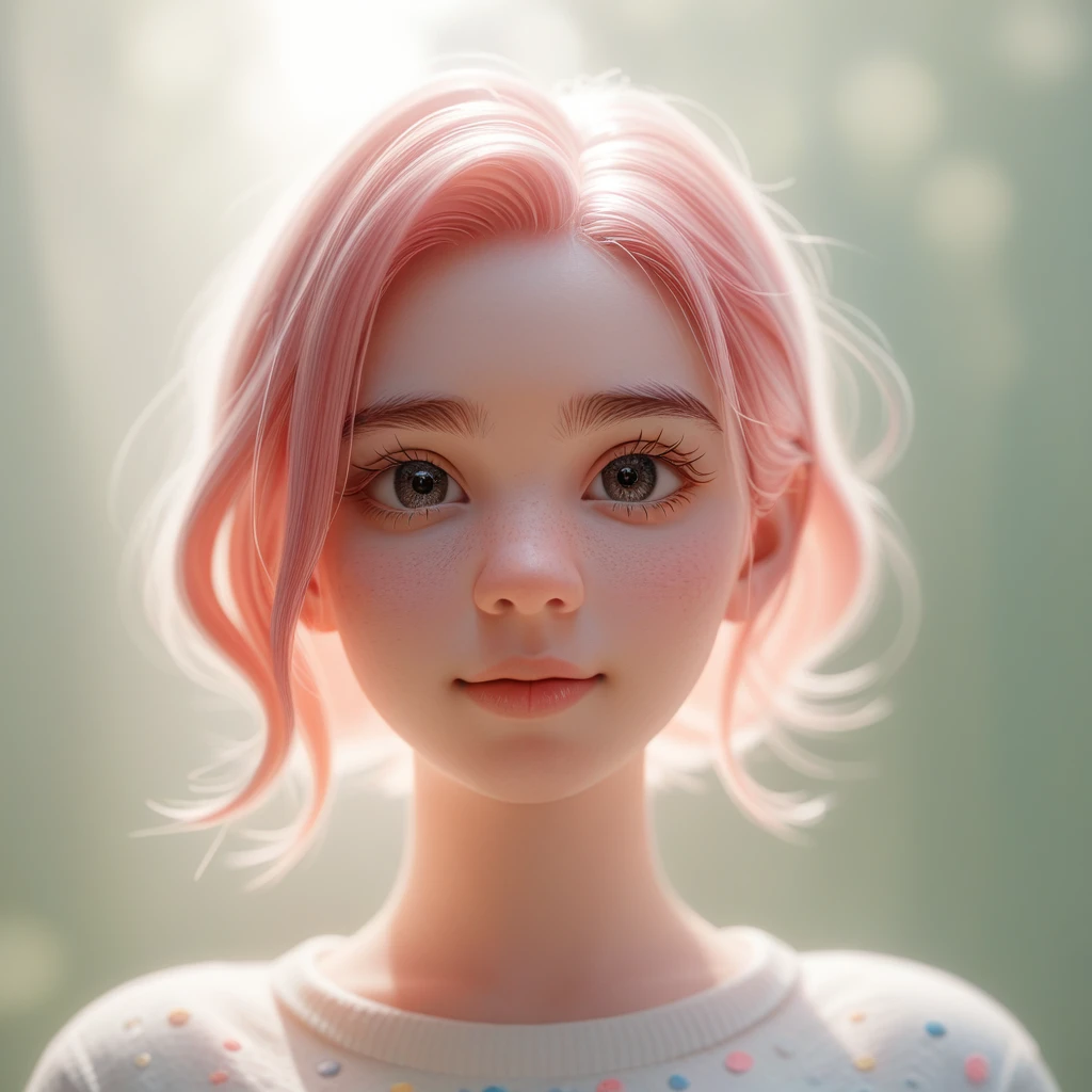 Delicate 3D PVC model of cute woman, looking at viewer, soft smooth lighting, with soft pastel colors, 3d icon clay render, 120mm lens, 3d blender render, trending on polycount, modular constructivism