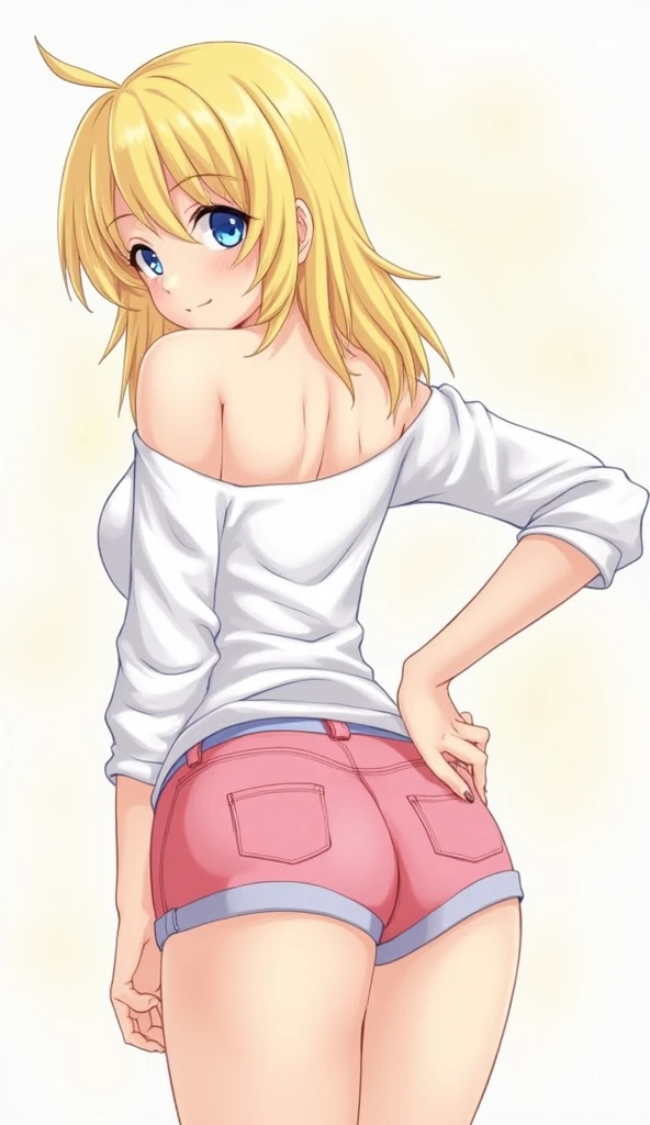 (hyperanime), (beautiful), (cute), (hot), (slender), (18yo), (blonde hair), (medium boobs), ( girls), (window), (topless), (shy arms), (bright colorful panties), (tight ass), (frown), (shy), (embarrassed), (arms behind head)