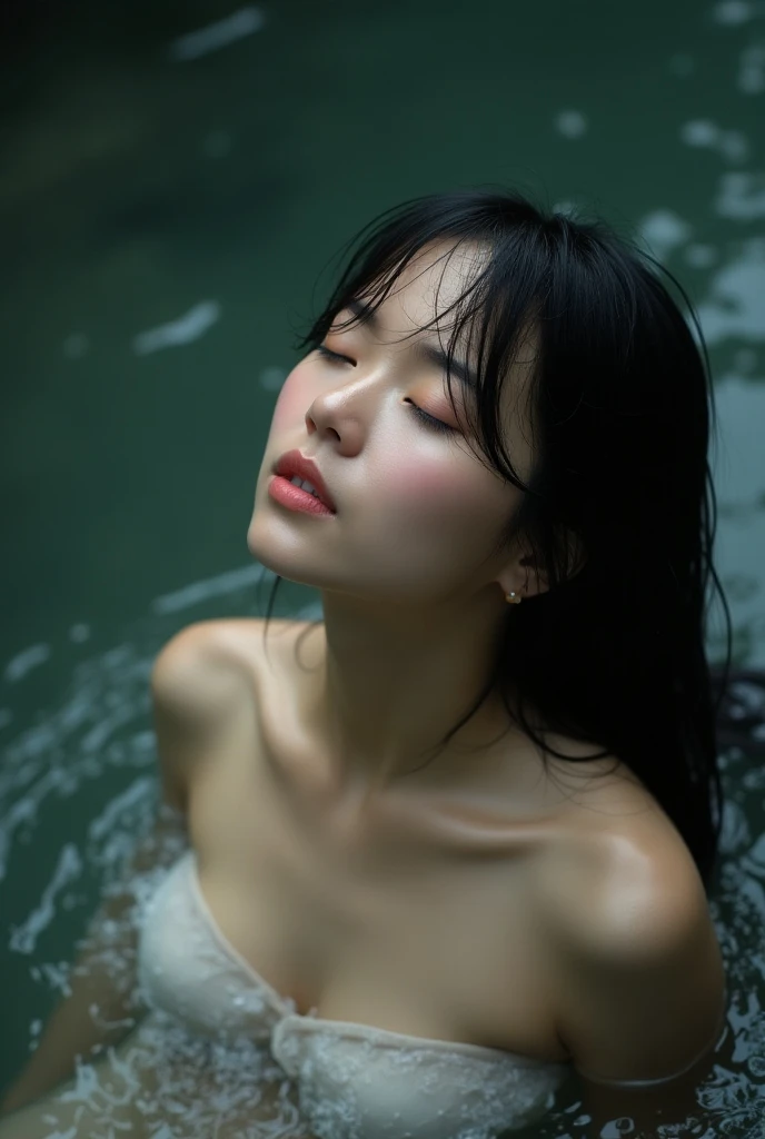8K Ultra HD, Beautiful Indonesian Woman Face made of water Hyper Realistic, woman expressed in water, there is the word "KHAIRUL" expressed by water and a slight reflection Neon, luminism, 3d render, octane render, Isometric, by Gembel Ai, the colors are amazing full of brightness