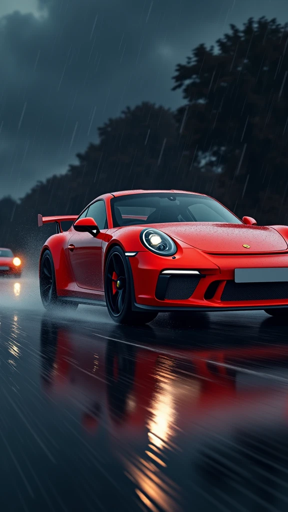 A Porsche 911 with red water