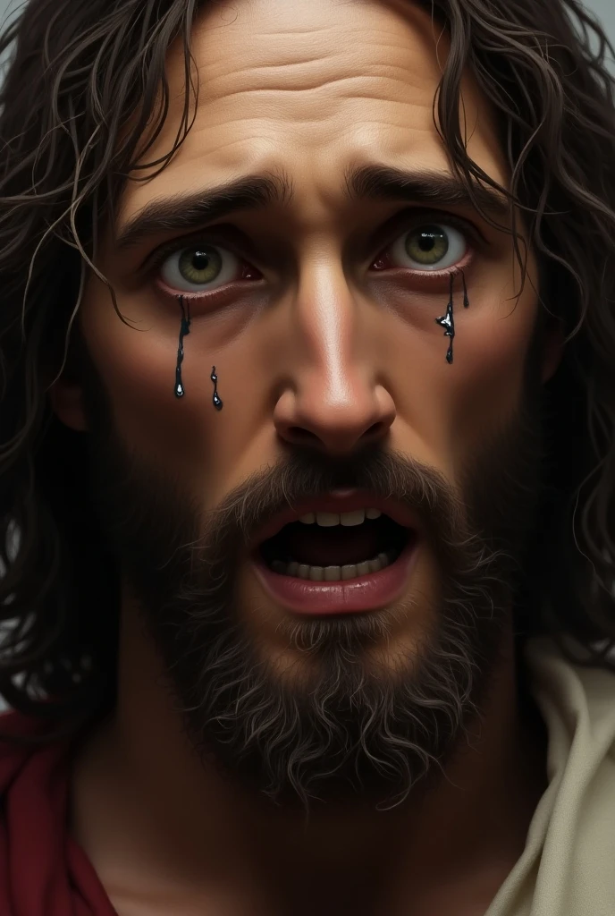 (photorealism:1.2), (8) Jesus crying