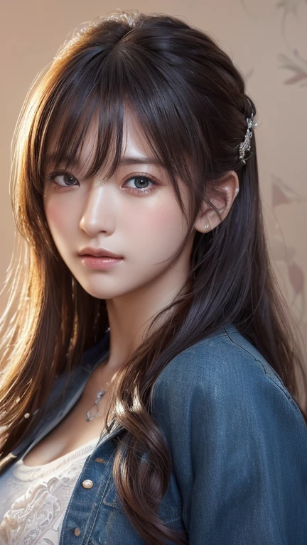 Ultra-detailed complex 3D rendering of the face, (Colossal: 8.8), (masterpiece, top quality, octane rendering, 8K), glamour shot full body image, very beautiful young elf, cleavage, (very detailed skin: 1.2), (exposure: 1.1), brown hair, ((wearing a plummet open shirt of white silk: 1.5)), beautiful Caucasian woman with full soft breasts and dark skin, big buttocks, 1 person, long braided hair, big breasts, dynamic angle, mystical expression, ultra-realistic photos, (((((portrait))), bare feet, futuristic urban background, facial muscles, detailed and beautiful queen crown, in the style of Marvel Comics, ArtStation trends, clear focus, studio photography, intricate details, very detailed, detailed red eyes, very detailed, Sharp focus, digital rendering, professional, abs, dark gray background, shot with Canon EOS R 6, (Sexy Pose)))), seductive look,