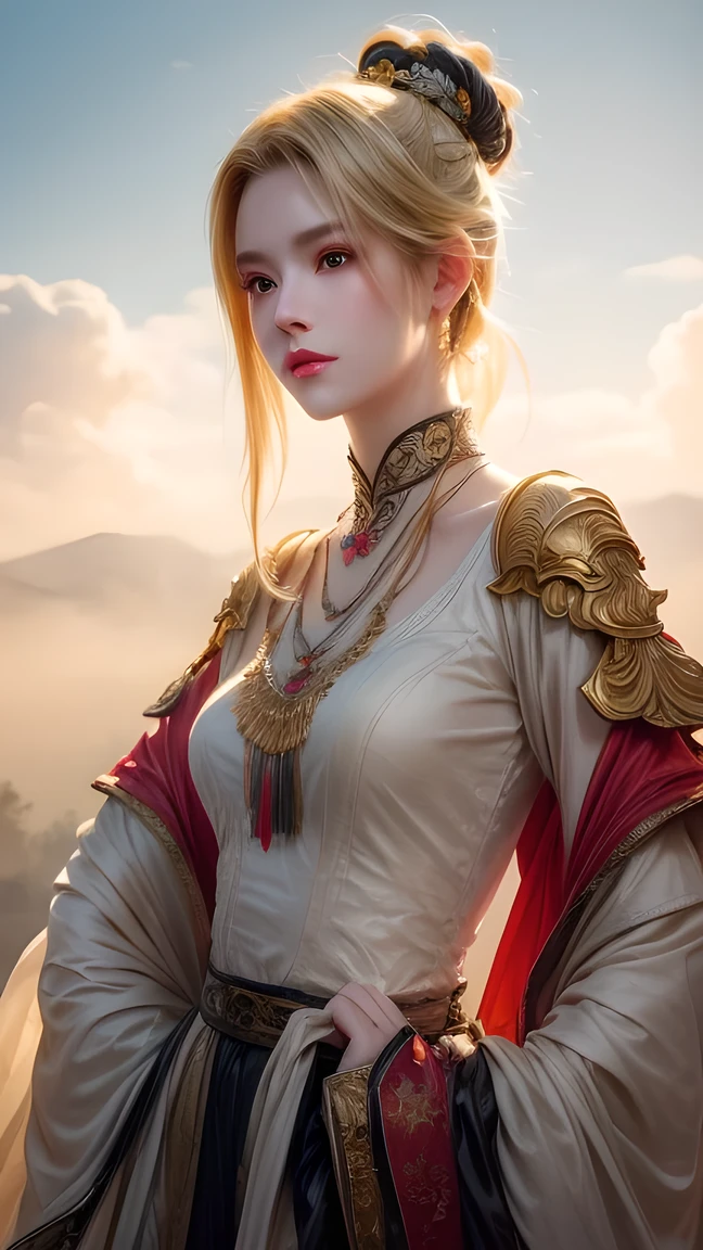 a close up of a woman in a gold dress standing in front of a mountain, unreal engine render + a goddess, ultra detailed game art, intricate ornate anime cgi style, 8k high quality detailed art, detailed digital anime art, fantasy style 8 k octane render, 2. 5 d cgi anime fantasy artwork, 3 d render character art 8 k, hyperdetailed fantasy character