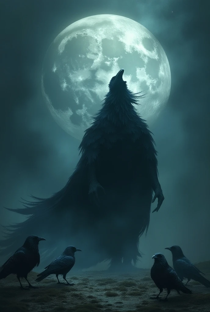 In the moonlight, a fearsome vampire elder was sitting around, while a wolf was deftly licking him