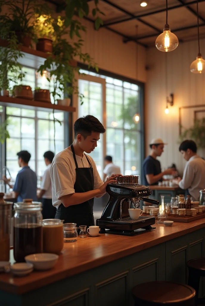 Male clerk in his 50s、cafes