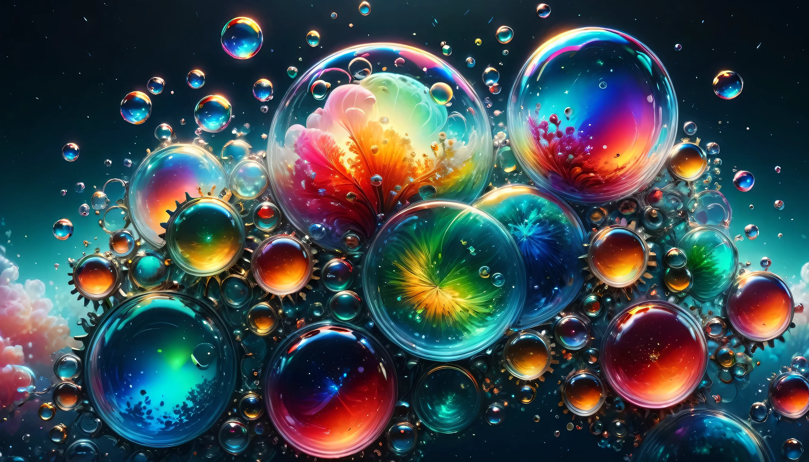 
( is the best quality,4K,8K, high resolution ,masterpiece:1.2), super detailed ,( actual ,photo actual ,photo- actual :1.37),Viscous liquid,Mechanical gears, Gradient neon  ,( colorful bubbles floating ,starry steam ,starry steam :1.37,starry steam :1.37,starry steam :1.37),( laser colorful light waves ),(  refraction on metal  ),  many fluid bubbles  :1.37,  gorgeous gradient geometric art  ,  collision and reorganization of futuristic and retro elements, exaggerated artistic expression ,Concept Art,Red,green,Blue 