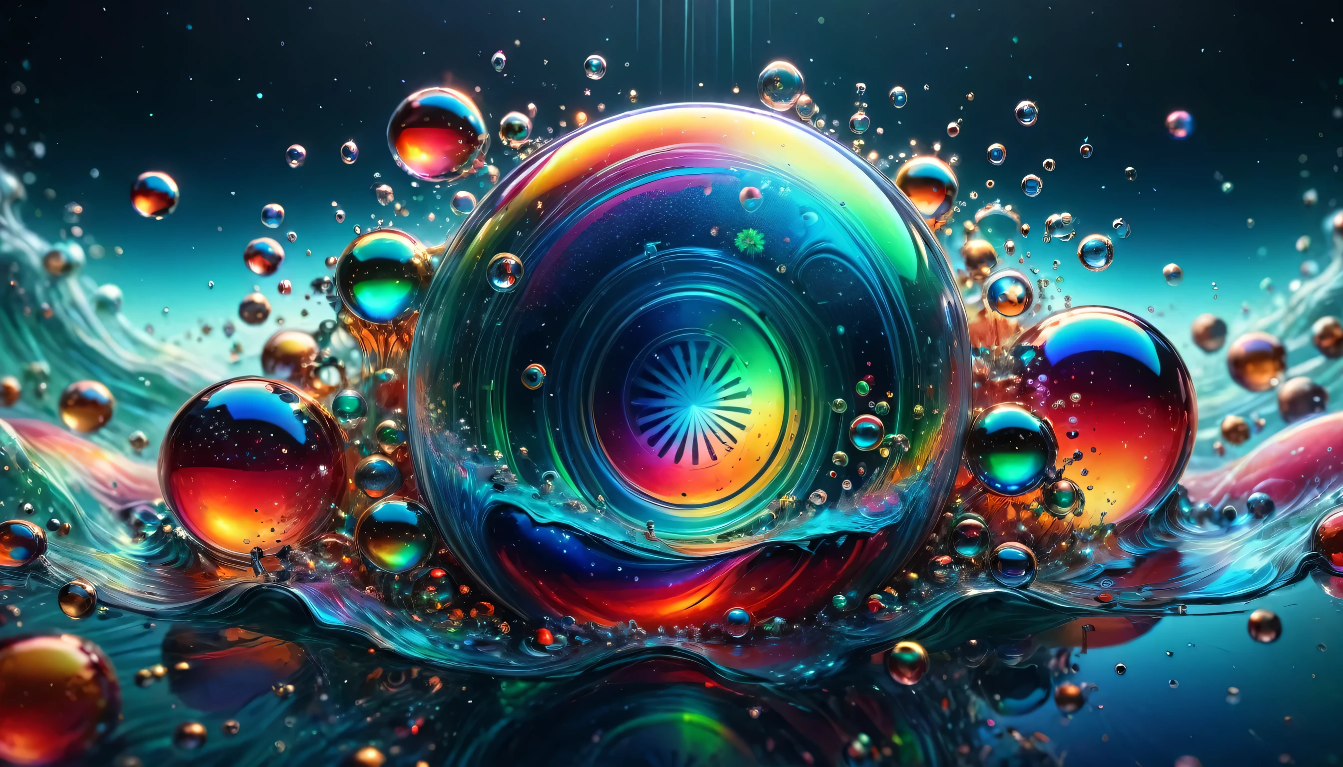 
( is the best quality,4K,8K, high resolution ,masterpiece:1.2), super detailed ,( actual ,photo actual ,photo- actual :1.37),Viscous liquid,Mechanical gears, Gradient neon  ,( colorful bubbles floating ,starry steam ,starry steam :1.37,starry steam :1.37,starry steam :1.37),( laser colorful light waves ),(  refraction on metal  ),  many fluid bubbles  :1.37,  gorgeous gradient geometric art  ,  collision and reorganization of futuristic and retro elements, exaggerated artistic expression ,Concept Art,Red,green,Blue 