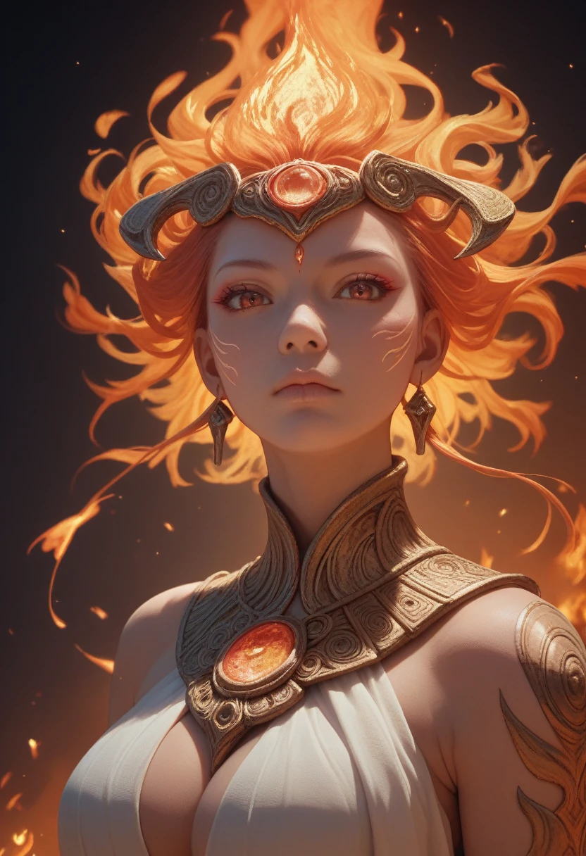 (style_ethereal_fantasy,visual appealing,synced,intricate character design,mystica:1.2)(Photorealistic:1.1)female,Japanese,fire goddess,busty