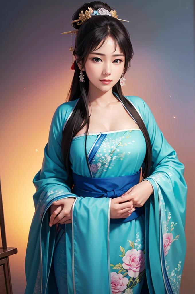 Han Dynasty Landscape、Three Kingdoms、(Best Quality,4K,8k, High Resolution ,masterpiece:1.2)、 very detailed ,  High Resolution ,、Hyper HD、 Studio Lighting 、Ultra-fine painting、  sharp focus lined up in such poses、  physically-based rendering 、  very detailed 説明、 professional、  bright colors、Traditional Chinese Painting Techniques、  atmospheric lighting 、 Vivid color contrast、 very detailed 目と顔、  beautiful attention to detail 、  light shines on the face 、Hanfuを着た少女、(Hanfu: 1.1)、Eye color is dark green、((( 1 girl)))、 anatomically correct