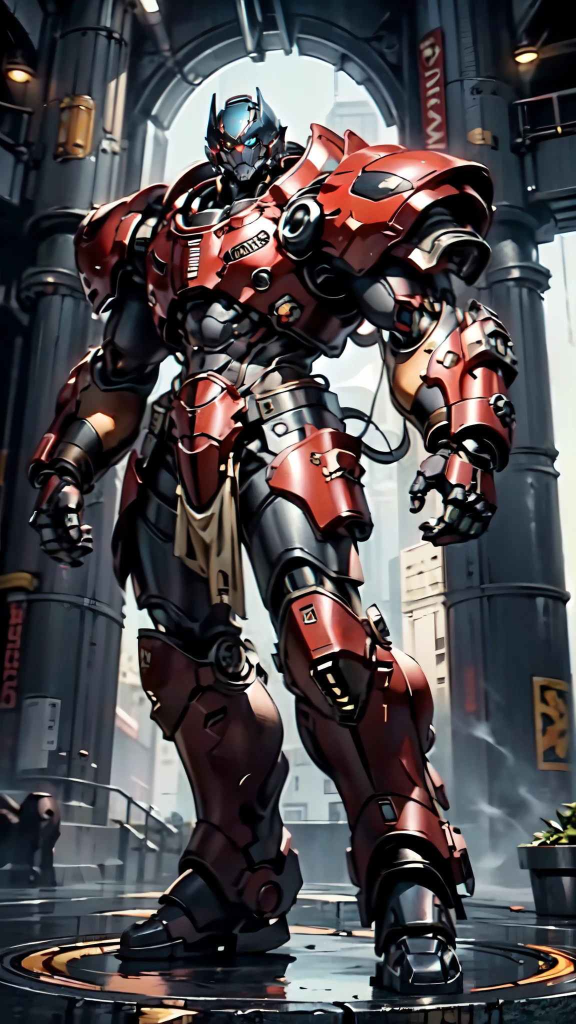 (masterpiece:1.5, best quality:1.5, extremely delicate:1.5, dynamic angle:1.5), ((male:1.5)), Biomimetic humanoid Mecha, green eyes, fully enclosed shoulder guards, matching arm and leg guards, gemstone, full body, full armor, the design balances heavy with agility, organic biotech armor, (the color scheme is primarily Black and White with Golden and Red accents, concept Inspired by Bat, glowing eyes, the armor glows), standing, floating high above the futuristic sci-fi city, a finely crafted Super robot in anime style, exquisite and mature art style, metallic, dramatic, high definition, highres, ultra-detailed, ultra-fine painting, professional, anatomically correct, symmetrical face, extremely detailed eyes and face, high quality eyes, creativity, RAW photo, UHD, 32k, Natural light, cinematic lighting, (masterpiece-anatomy-perfect:1.2)