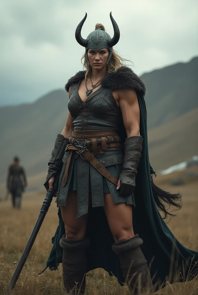 A stunning, photorealistic full body portrait Create an image depicting Lagertha in the midst of a fierce battle, showcasing her incredible prowess and fearlessness as a warrior. Arte do papel de parede, Papel de parede UHD