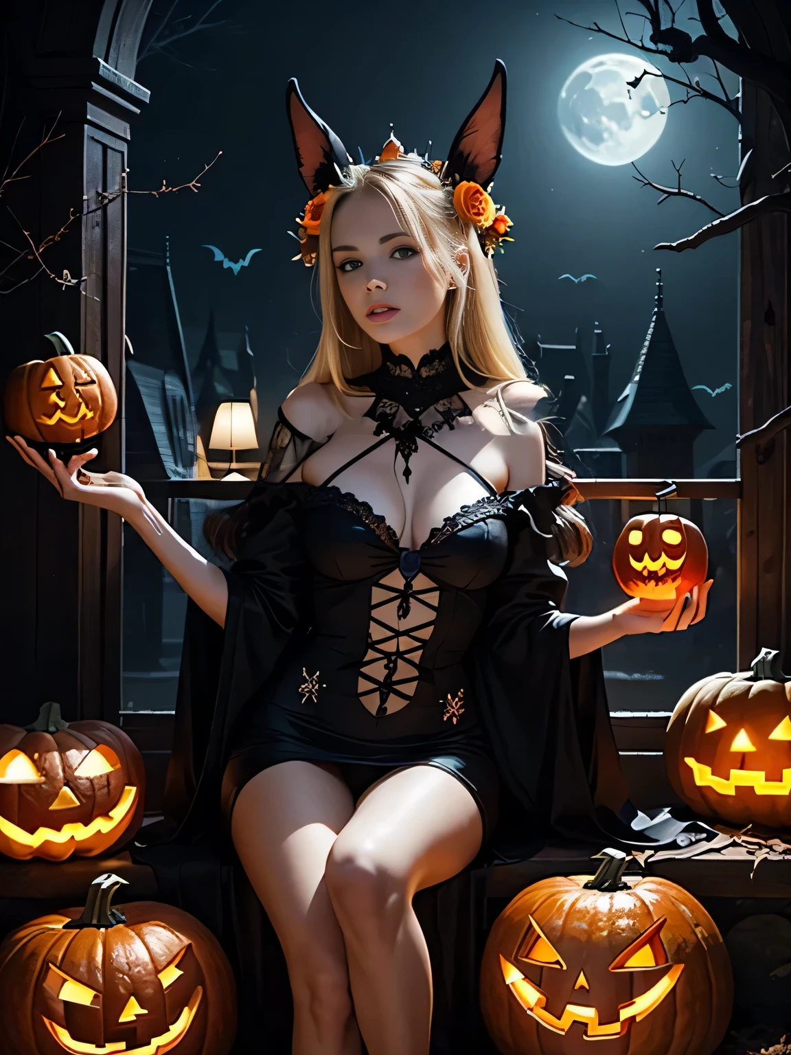 21 year old woman going trick-or-treating in creepy animal costume, nipslip,nsfw, subtle nude