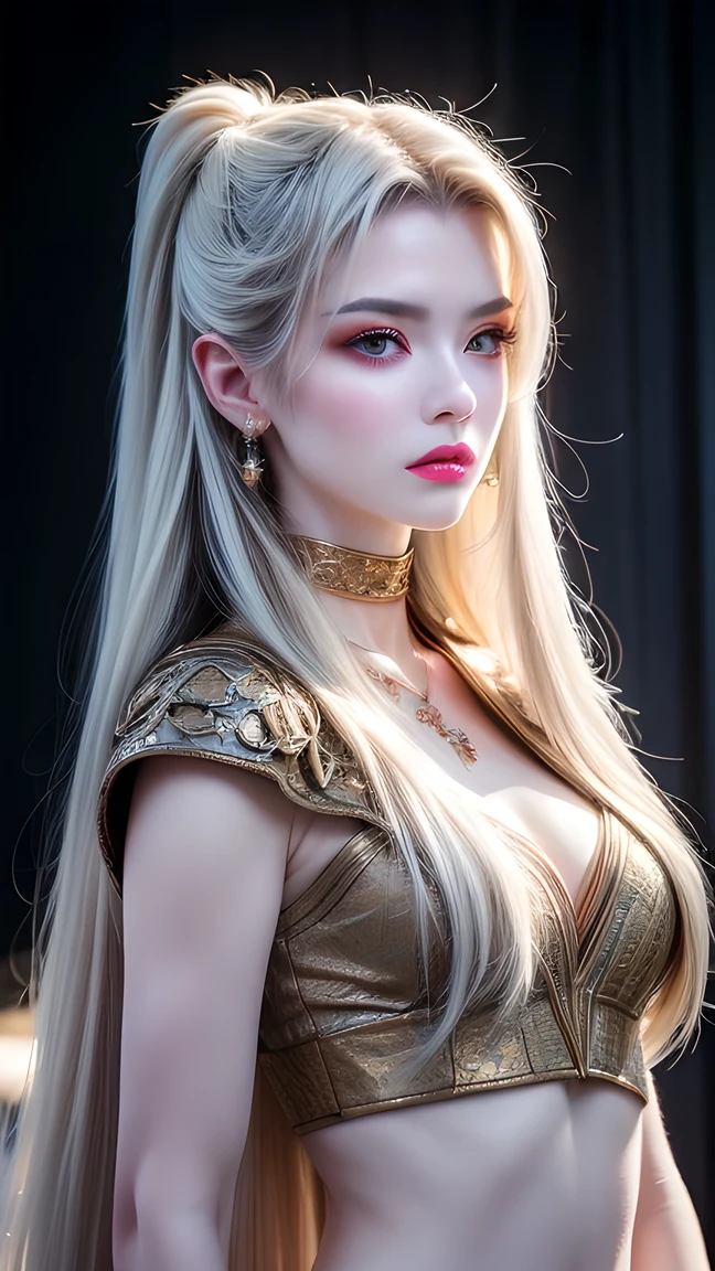 ((Best Quality, 8k, Masterpiece:1.3)), (Large Breasts: 1.4), (Huge Breasts:1.4), 1girl, Reality, (Detailed:1.4), a woman in white dress posing in the room, a woman with long hair, Ponytail, gold ribbon, blonde hair, hot milf, luxury earrings, beauty necklace, oppai cyberpunk, cyberpunk angry gorgeous goddess, curvy goddess, sexy curvy, cyberpunk 30 y. o model girl, cyberpunk femme fatale, female cyberpunk girl, cyberpunk girl, cyberpunk dress, seductive cyberpunk dark fantasy, cyberpunk bodysuit, arabian goddess, arabian girl, arabian, cyberpunk beautiful girl, succubus in tight short dress, trending on cgstation, very sexy outfit, Nice Thigh, thick thighs, big butt, big booty, Nice stomach, UHD, Ultra Realistic, extremely detailed, tfft, a woman with eyes shadow and double eyelids, detailed face, beauty eyes, perfect eyes, detailed eyes, Ultra sharp focus, wearing tight shirt, tight shirt, open shirt, curvy, body, Chubby, 12, belly, wedding dress
