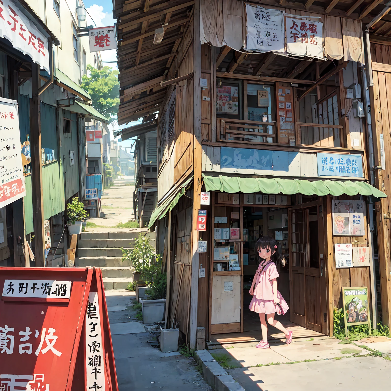 ((masterpiece、Highest quality))、The girls gather、Girl in summer clothes、屋台のdiet店、15 years old、topless、Full nudity、(Detailed and cute face)、Unsanitary and abandoned city、smile、diet、Poor conditions、ruins、stage、sewage、Dirty shop、(Crumbling underground shopping mall)、street vendors、Poor person々、Blame me people