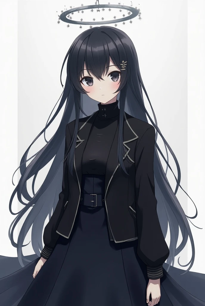 Black long-haired woman Blue pupils Professional clothes love consummation.