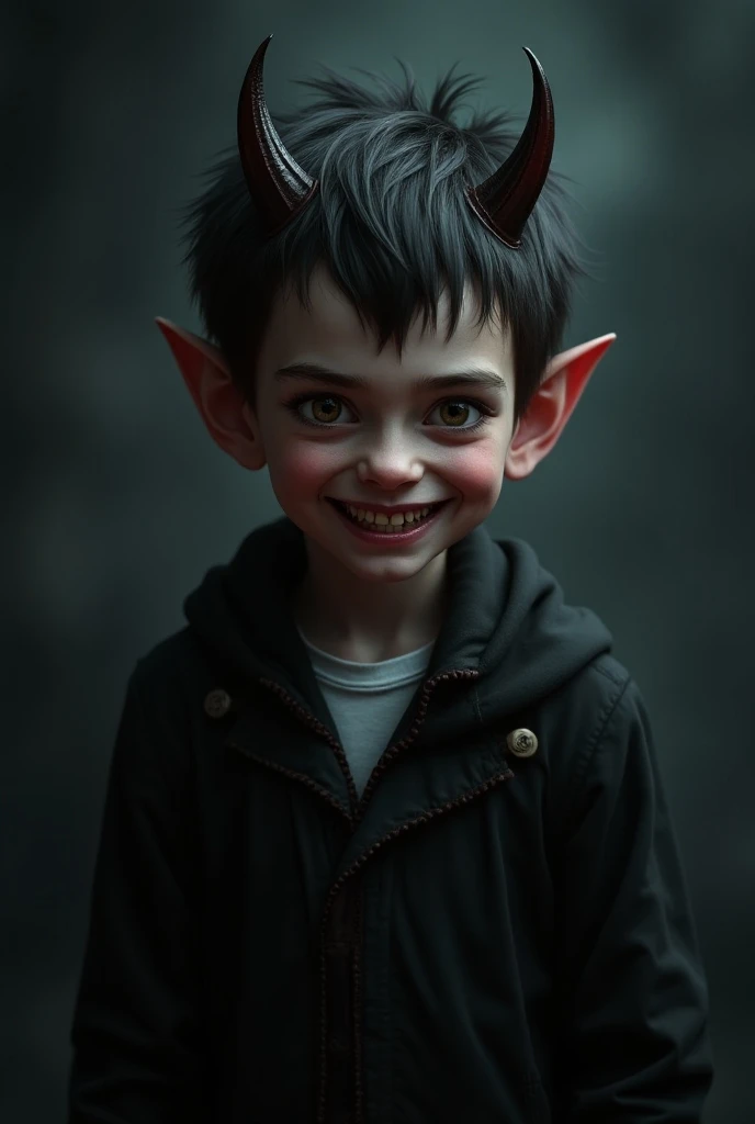((best quality)), ((masterpiece)), (detailed), (Full body), perfect face, a beautiful and sexy demon boy, he has white hair and sky blue eyes, his teeth are sharp and pointed. His hands are stained with blood.