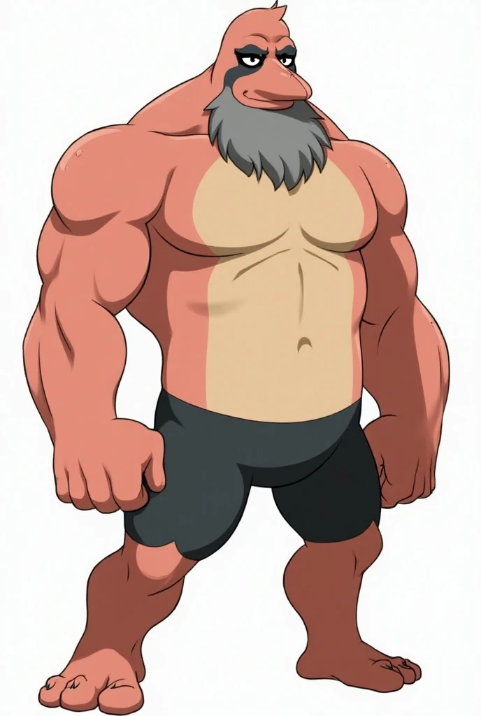 chernobog, big belly, chubby, masculine focus, underwear, bulge, nipples, full body, walking, full frontal, white background 