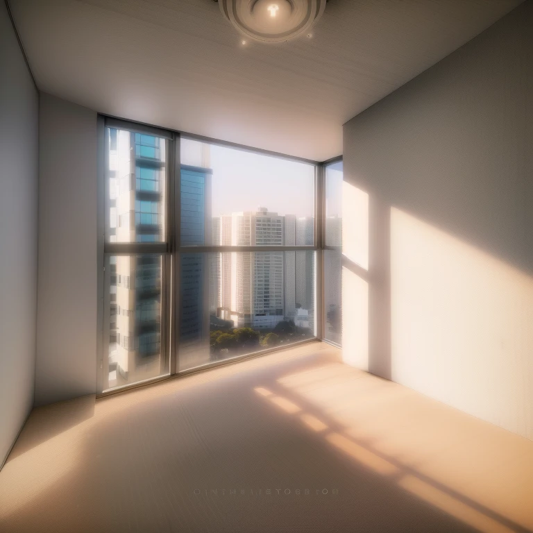 there is a large empty room with a view of the city, floor to ceiling window, floor - to - ceiling windows, with backdrop of natural light, modern minimalist f 2 0, ceiling to floor windows, medium full shot, detailed wide shot, 8 k wide shot, zenith view, modern minimalist f 2 0 clean, full room view, mid-view