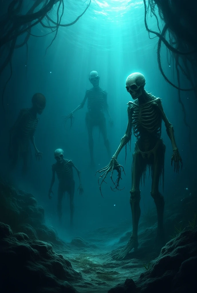 An army of the undead advancing on the ocean floor