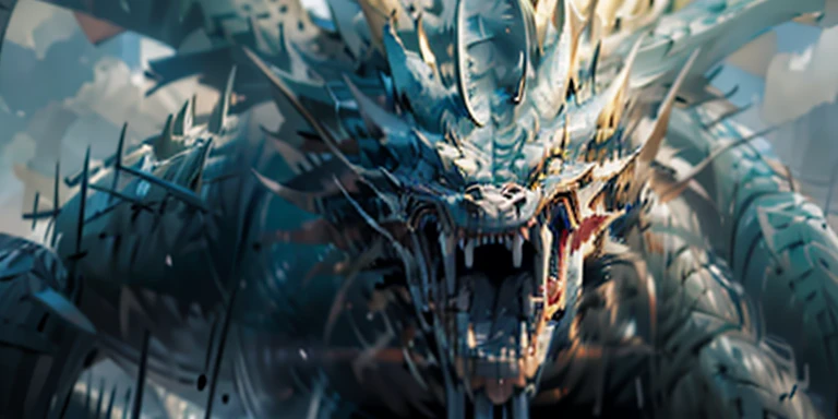 (masterpiece:1.3),( best quality:1.2),8k,Absurd, unity 8k wallpaper,( very detailed:1.3), highest resolution , solo focus, Dragon, depth of field,( the above:1.3),teeth,鋭いteeth,spike,