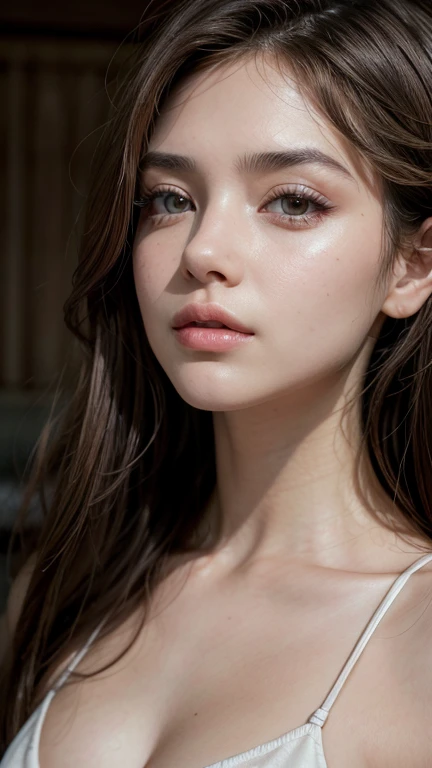 Ukrainian woman photos. Suitable for face. 25 years old, Pointed chin, RAW photos, masterpiece, Very detailed photos, Digital SLR Camera, Realistic 3.9, Ultra-high resolution, Top quality, Pink lips, Perfect makeup, Large target, Bright green eyes, White