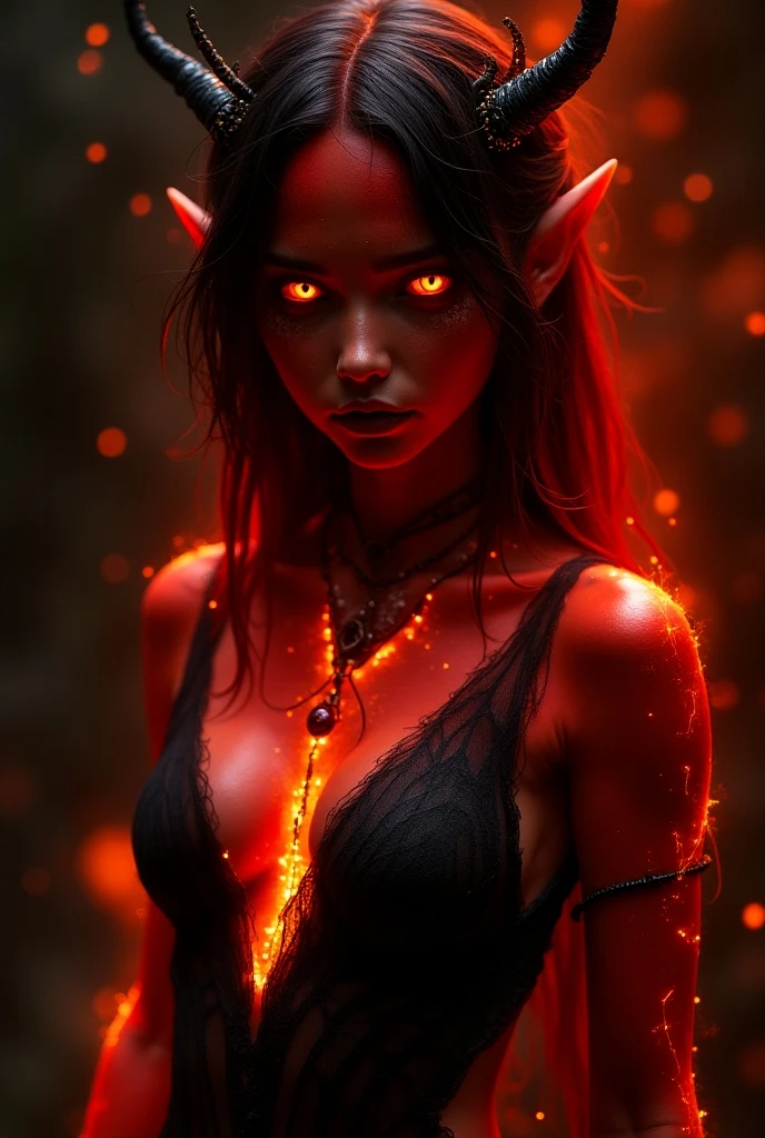 A demon girl open her clothes with demonsleyer