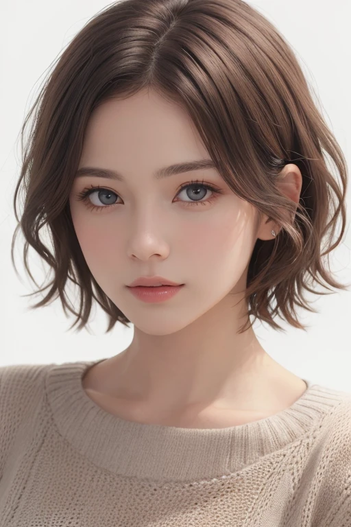 (in 8K、Photorealistic、highest quality: 1.4)、(1 girl)、Beautiful Face、(A vivid face)、(Brown Hair、short hair:1.1)、Beautiful hairstyle、Realistic eyes、Beautiful details、（Realistic Skin）、Beautiful Skin、Wearing see-through knitted underwear、Charm、超A high resolution、Attention to detail、Golden Ratio、Around 20 years old、sexly、The whole body is depressed、Date Style、Huge boobs　Sexly body type、entrance、whole body、Looking at me with a smile