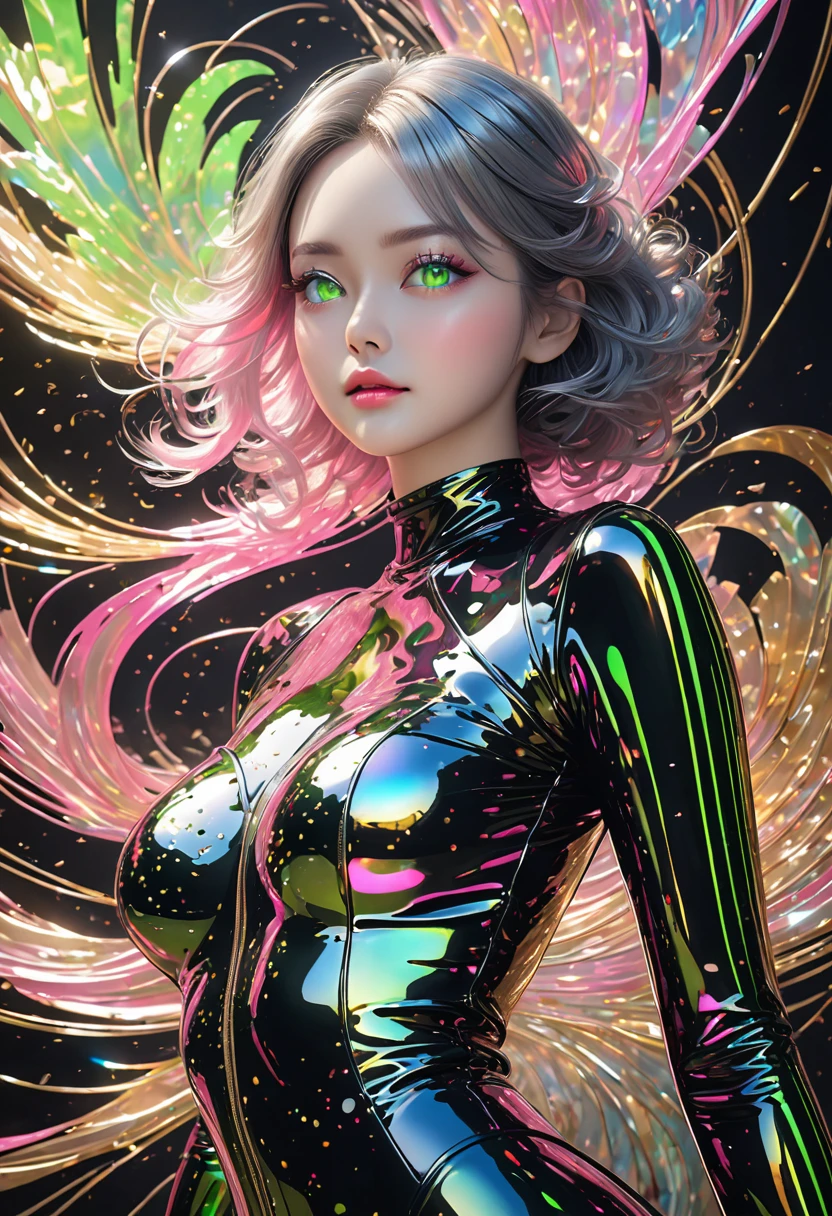 niji,looking_at_viewer<lora:niji:0.8>,1girl,high-waist_skirt with Technical functional fabric,(lightpink_blunt_bangs_bunches),A cyber-couture revelation unfolds with a data-driven diva adorned in holographic haute couture<lora:Lines_Clothes_XL:0.5>,(color_neon_background_blueviolet,chartreuse_and_magenta),
double exposure,neon art nouveau,long exposure,glowing,balck-light_room,
color graded cinematic,atmospheric lighting,natural<lora:offset_0.2:0.6><lora:MJ52:0.65><lora:HandFineTuning_XL:0.6><lora:DetailedEyes_V3:1>,