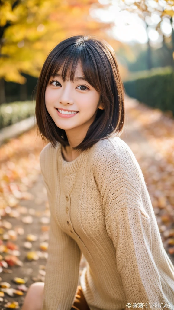 ((Thin long-sleeved knit,、Detailed panties、thighs thighs thighs thighs:1.2))、Moe Sleeve、(realisitic、Photorealsitic、ultra-detailliert、Highest Details Skins、top-quality、masterpiece、超A high resolution)、Cute Japan Woman、28 year old、younggirl、I have bangs、二重まぶた、drooing eyes、Large black eyes、Japanese style face、Cute smile、Charming、purity、Straight face、double tooth、View here、Realistic skin type