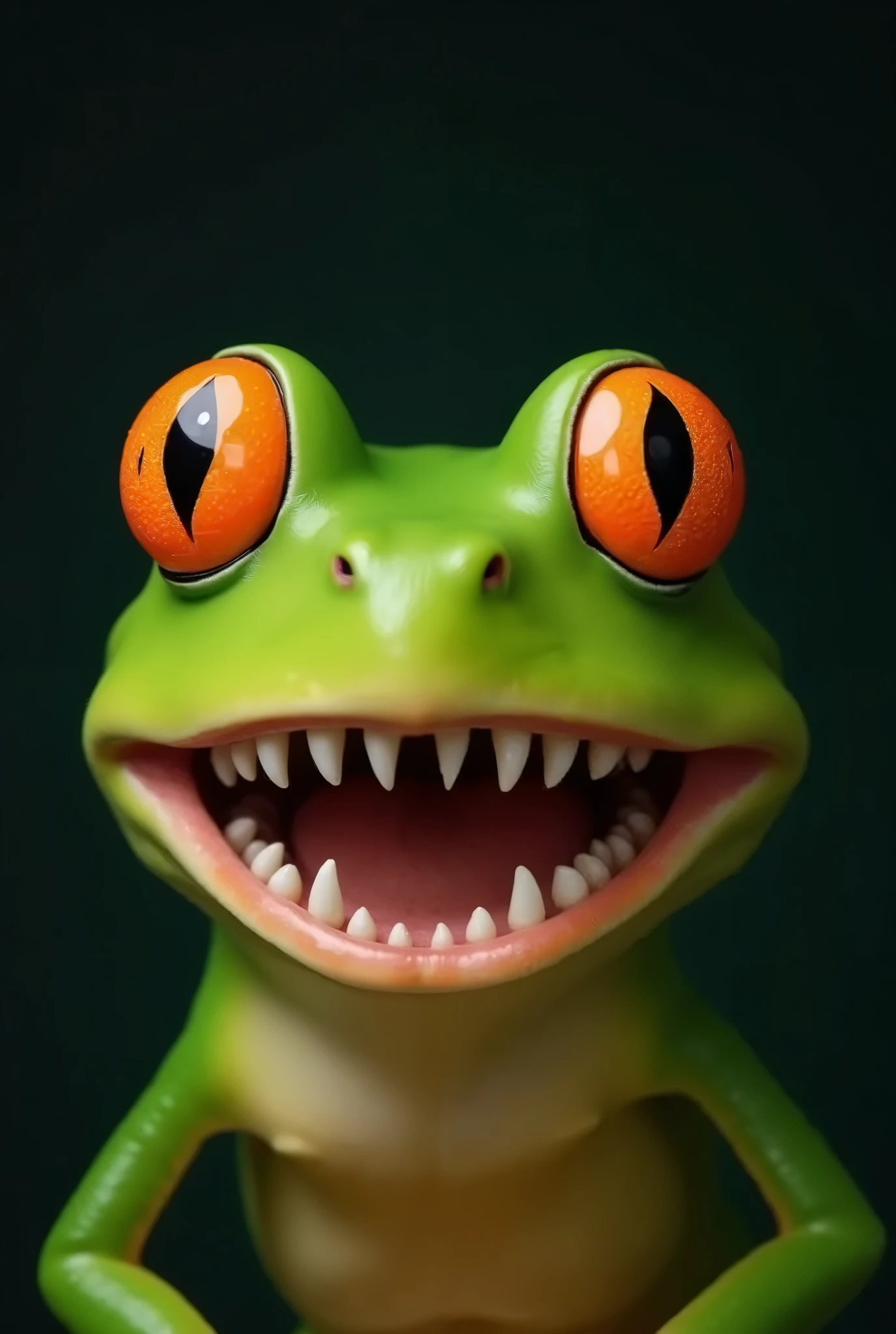 weirdcore, y2kmad, DnD character concept art, rpg character art, big round staring eyes, swamp, amphibian woman, swamp queen, seductive swamp witch, green skin, a slimy girl, tongue hanging, long thin tongue, webbed feet, prehensile toes, realistic, high quality, detailed, staring round eyes <lora:y2kmadmix_v0.0.1:1>