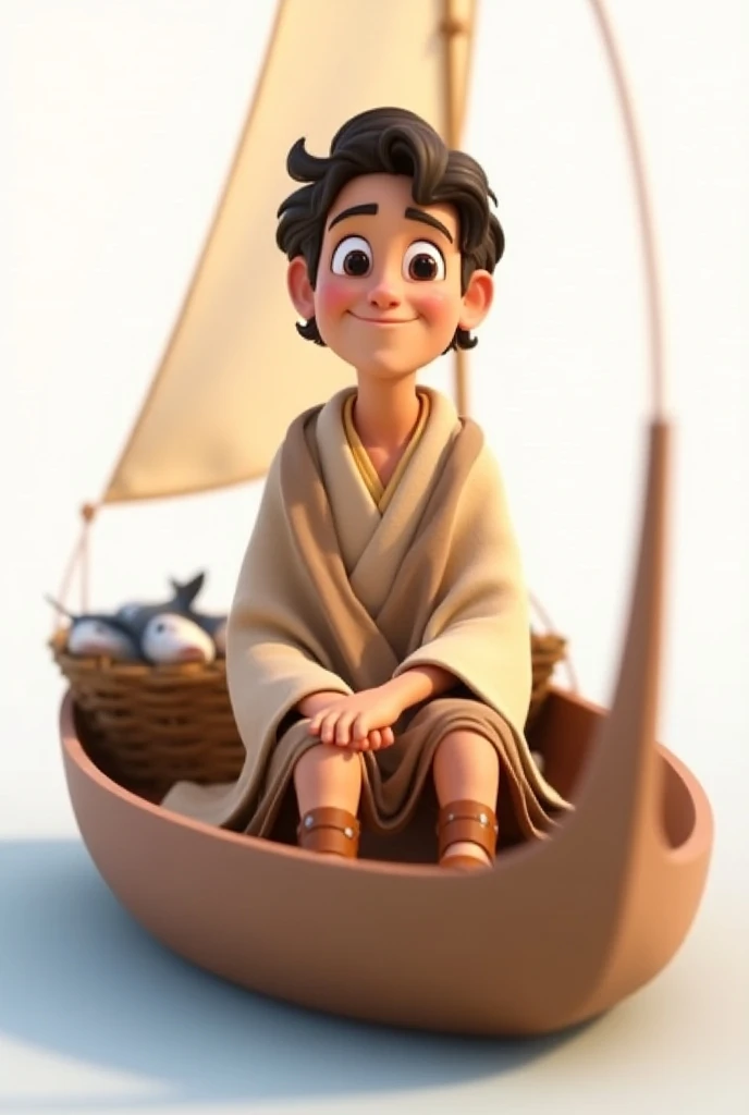 Peter as a boy on the Sea of Galilee in a Disney boat 