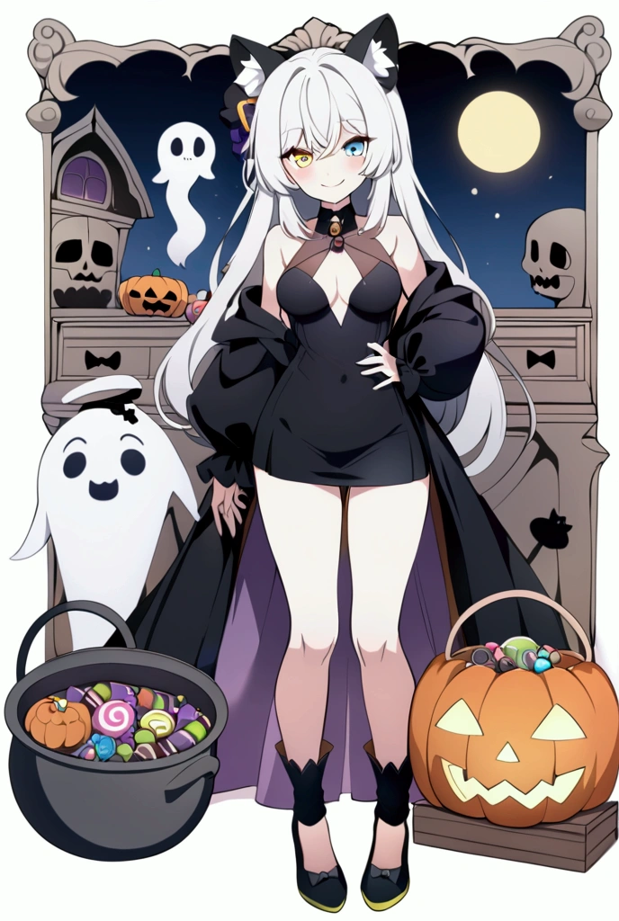 top-quality、Full limbs、complete fingers、One beautiful woman、Beautiful Large Breasts、Black hair、straight haired、Halloween Party、(((Woman with bandages on her body like a mummy)))、Halloween Cosplay、Naughty Poses、Naughty face、Kneeling