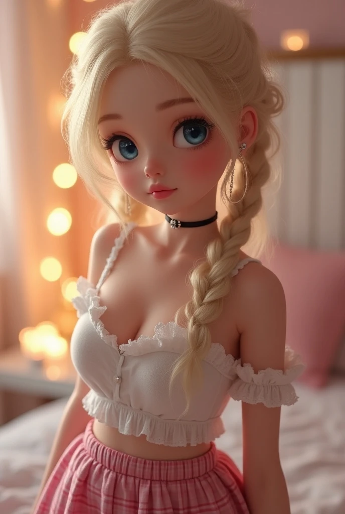 (((1 **ddler:1.4))), (*********), (round face), (little chest), (blonde long hair:1.2, big forhead:1.2), (straight cut bangs:1.2), blonde hair, shiny hair, hairgrip, curled eyelashes:0.6,(beautiful big eyes:1.3), intricate eyes,beautiful detailed eyes,symmetrical eyes,big eyes:1.5,(apricot eyes:1.2), extremely detailed cute anime face, clear pale blush, dark brown skin, solo,🦄,🌈,kawaii,(((lustrous skin:1.5,tanned skin,bright skin: 1.5,skin tanned,shiny skin,very shiny skin,shiny body))),((nsfw)),((little **li,chibi))),((small tiny body)),,((((6 *********)))),((flat chest)),

mini skirt,(navel),(snowflake wreath),winter clothes,(((slave collar,Long chain leash connected to her collar,shackles))),(((torn clothes:1.1,dark pink theme clothes:1.2,intricate outfit,intricate clothes,embroidered outfit,ornate outfit,embroidered clothes,ornate clothes))),

(dynamic pose:1.0),embarrassed,(centered,scale to fit dimensions,Rule of thirds),

inside,indoor,((subsurface,labyrinth,dungeon,dark dungeons,stone walls, deep empty caves,ancient glowing crystals,elaborate underground structure,columnar crystal formations,subterranean fantasy,illuminated pathways leading deeper,hidden door veiled in shadows)),scenery:1.25,((intricate scenery)),

(Glossy glowing ornaments),highres,sharp focus,(ultra detailed,extremely detailed),(photorealistic artwork:1.37),(extremely detailed CG unity 8k wallpaper),(((vibrant colors,vibrant theme))),(intricate),(masterpiece),(best quality),artistic photography,(photography taken by sldr),(intricate background),perfect rendered face,perfect face details,realistic face,photo realistic,((intricate detail)),(((realism))),
