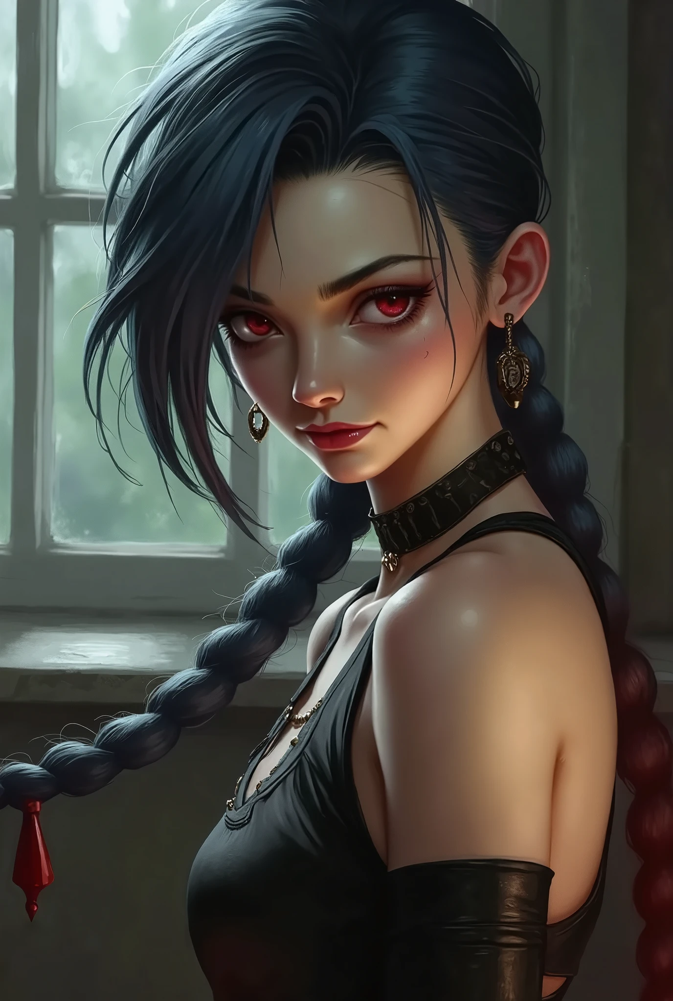 (best quality,4k,highres,masterpiece:1.2), ultra-detailed,(realistic,photorealistic,photo-realistic:1.37), HDR, UHD, studio lighting, ultra-fine painting, sharp focus, physically-based rendering, extreme detail description, professional, vivid colors, bokeh, portraits, blue eyes, blue hair, pale skin, long twin braids, side bang, skinny, muscular, blue cloud tattoo, woman, lady, female, 1girl:1.2, naked