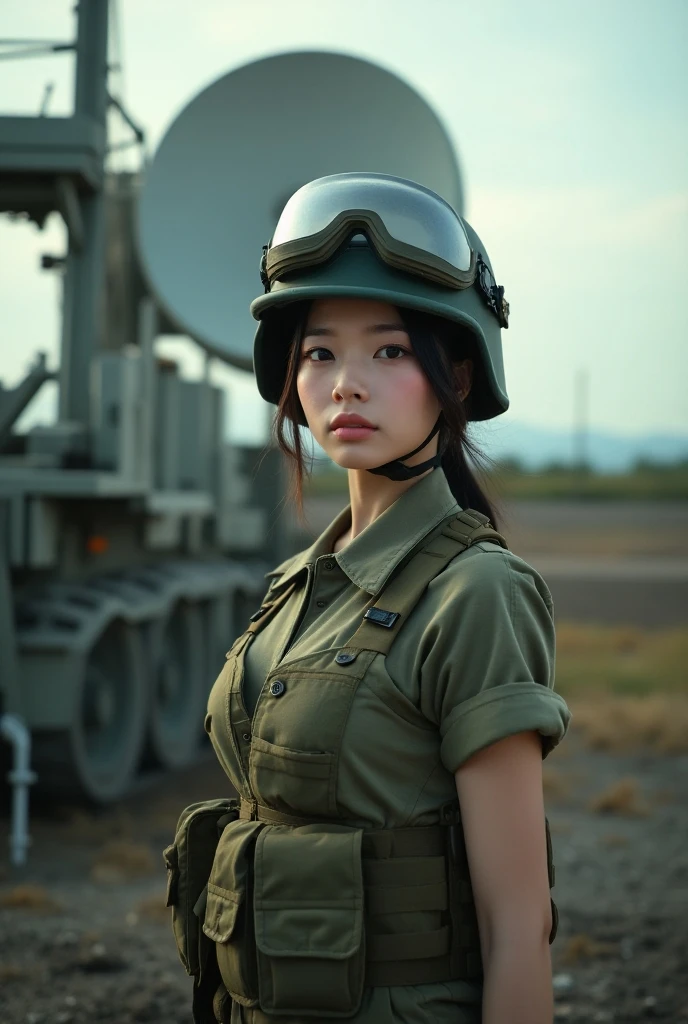 a momo twice beautiful korean idol in a (tank helmet:1.2) with headphones <lora:tank_girl_v1:0.6>, inside a tank, masterpiece, best quality