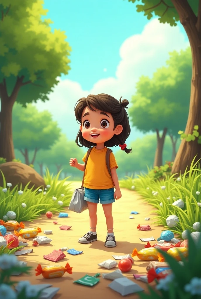lilttle girl picking up died shriveled plant. in Pixar style --auto --s2