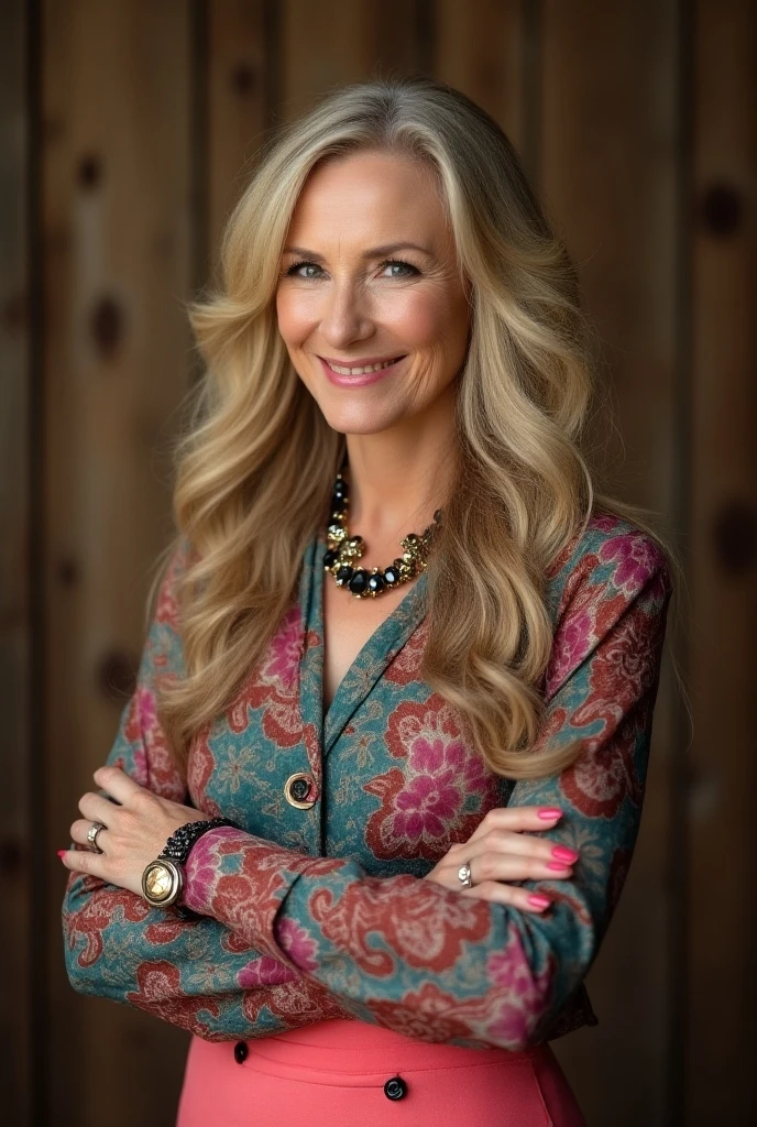 mature woman in, 60 years old, Alone, casual hair, Looking at the viewer, GrayBlonde hair, Brown eyes, Jewelry, Full body, cleavage, (wearing elegant patterned collared dark blue floral_Pajamas), Distant photo, Realistic, A sexy one, beautiful colour, Luxury bed room views, Lots of candle night Views, Perfect skin, 3 bust size, instagram (Realistic, A high resolution), photo size 3:4, large expressive blue eyes, happy, (8K, raw photo, Best quality, High detail, curvaceous forms, curvy body, She sitting on office, she sat in the office chair, body full of soap suds, she Screaming loudly in fear, close eyes, smile Extraordinary Pleasure, big in studio Foto With Photographic equipment, black wall background.