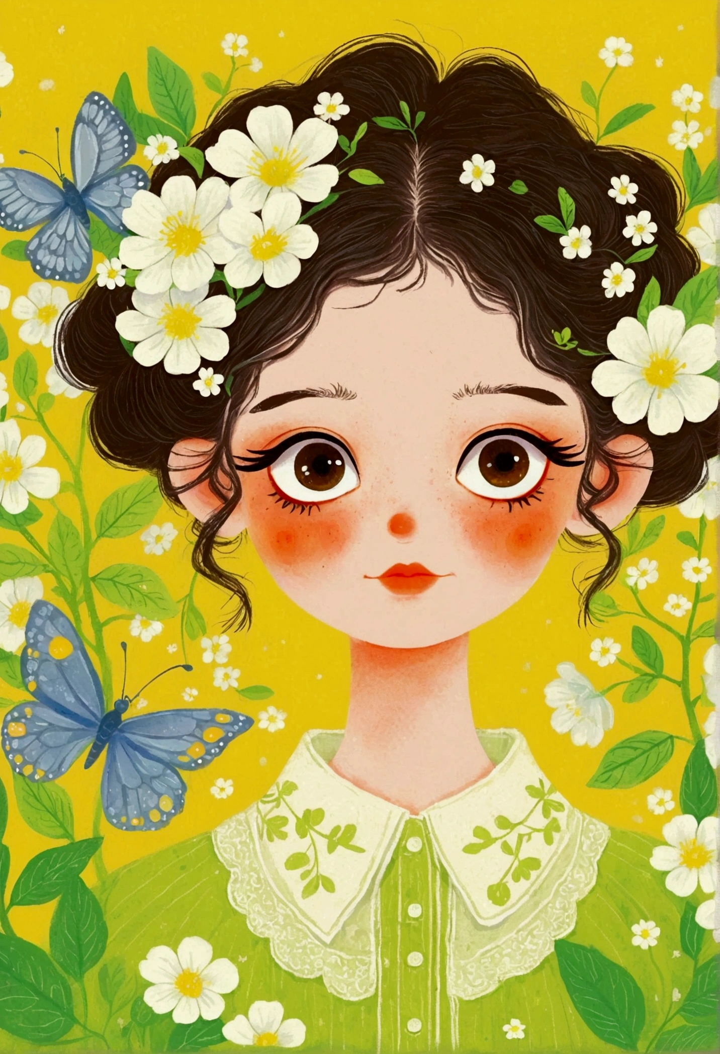 Cute illustrations，Portrait of a beautiful girl, Big eyes，The Art of Mathematics ，Hot Trends, The Art of Mathematics, 采用数码 Illustration style, The Art of Mathematics. The Art of Mathematics illustration,  Cute illustrations, The breath of spring, Illustration Art,  Illustration style,  drawn in a fantastical style