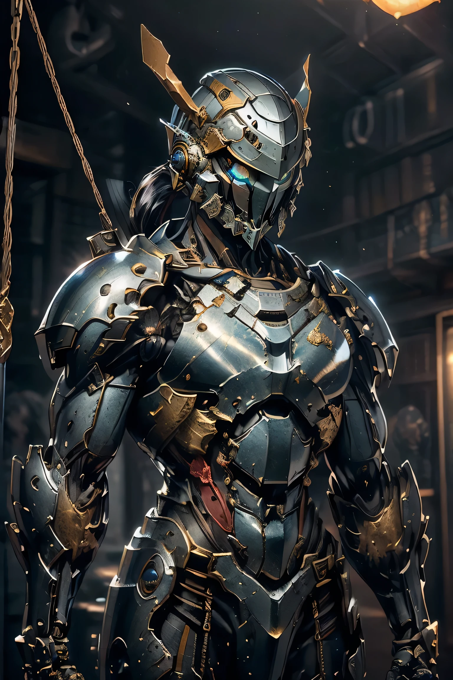 ((Carrying a sword on his back : 1.5 , Swinging Down the Sword: 1.5, dynamic pose: 1.8)), (metallic: 1.8, silver suit: 1.5), (Japanese hero, whole body), (mech bodysuit with swords: 1.5, large shoulder: 1.5), ((typhoon: 1.5)), cyberpunk, (My eyes are shining brightly: 1.5), Suit parts are large , Lots of LEDs, (helmet with multiple sharp antennae), Unreal Engine 5, (((realistic photo))), High image quality, best quality , High Resolution , Super detailed, Fine painting, Extremely delicate, professional, anatomically accurate, creativity, RAW Photos, 超 High Resolution , 32K, Natural Light, Cinema Lighting, masterpiece-anatomy-perfect, masterpiece:1.5, ( portrait with notebook in hand), (action pose), ((was a mecha)), (I have a scarf wrapped around my neck)
