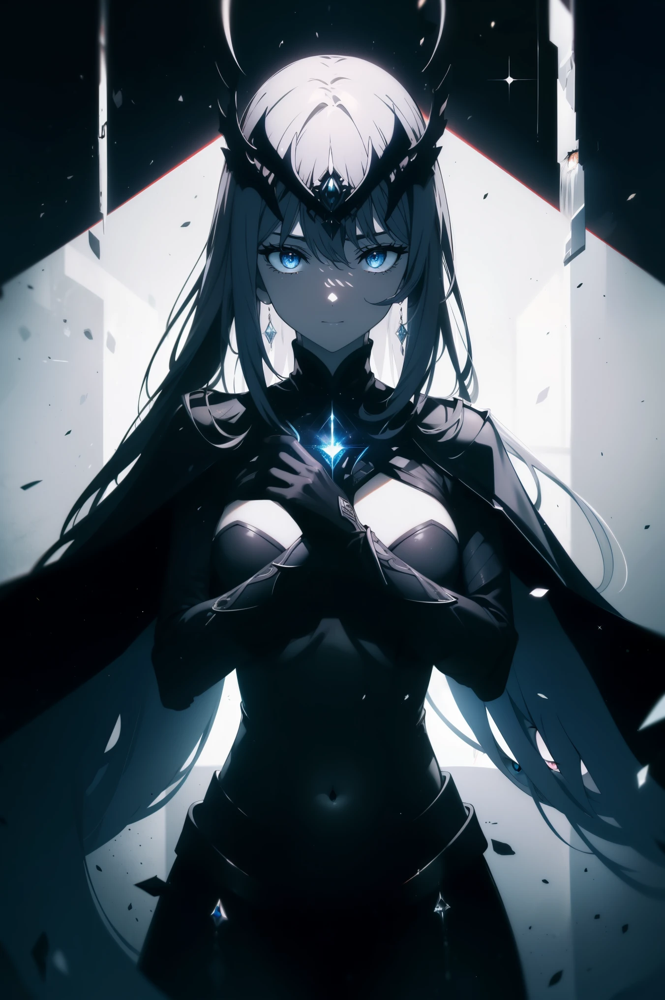 A beautiful girl with long black hair,black bunny ears,playful pose,detailed face,detailed eyes,detailed lips,intricate details,cinematic lighting,dramatic colors,fantasy,surreal,digital art,vibrant colors,highly detailed,photorealistic,8k,best quality