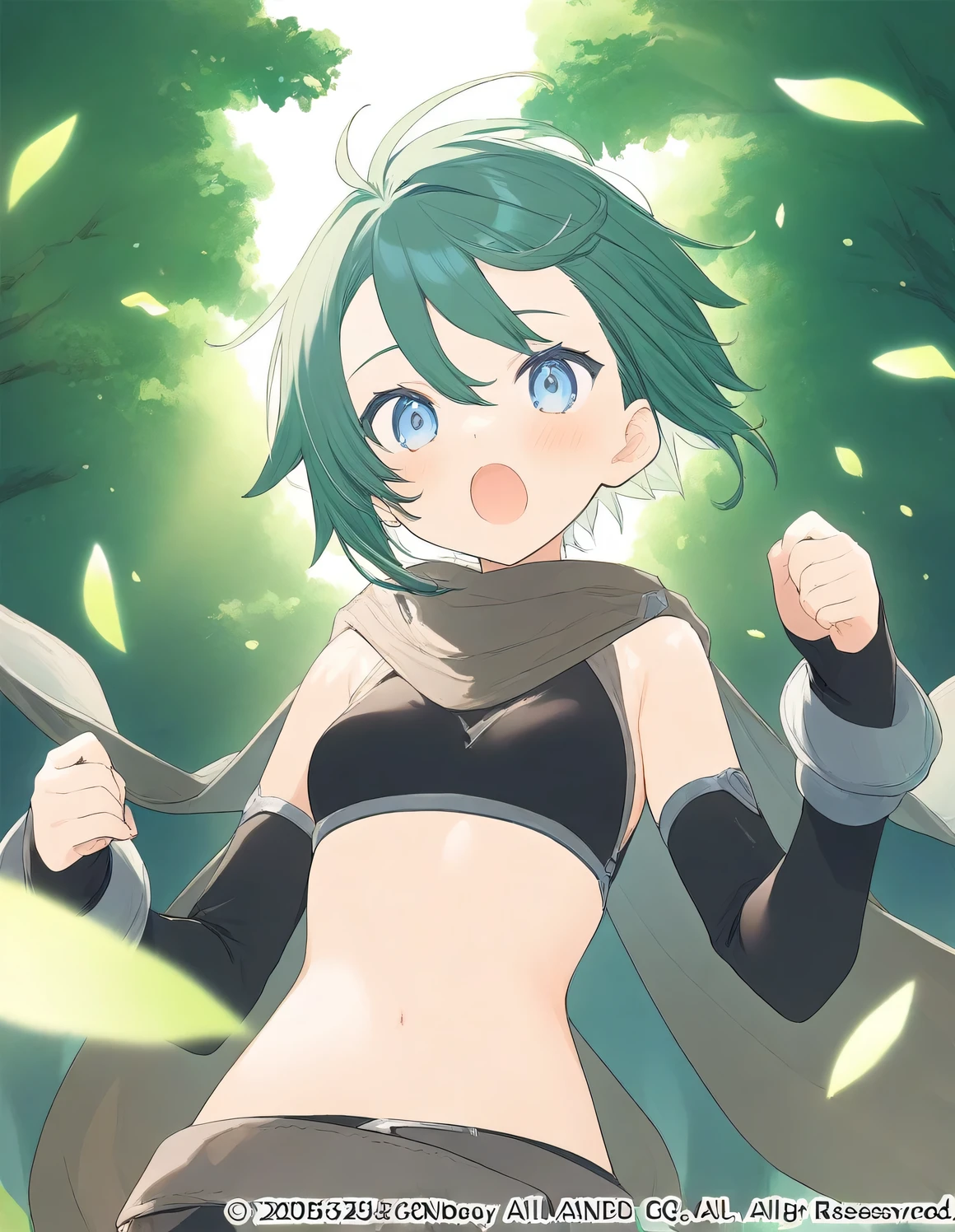 1girl, tomboy, small breasts, open mouth, outdoors,wind, fantasy, game CG, official art, break,((artist:fujiyama)),(artist:akinashi_yuu:0.5),(masterpiece), (best quality), (ultra-detailed), very aesthetic, newest, beauty illustration,super detailed skin, detailed eyes, absurdres, highres,Best sexual lighting powered by famous artist, ,8k,clear line illustration,very high resolution,(Detailed Lighting),photoshop_(medium),