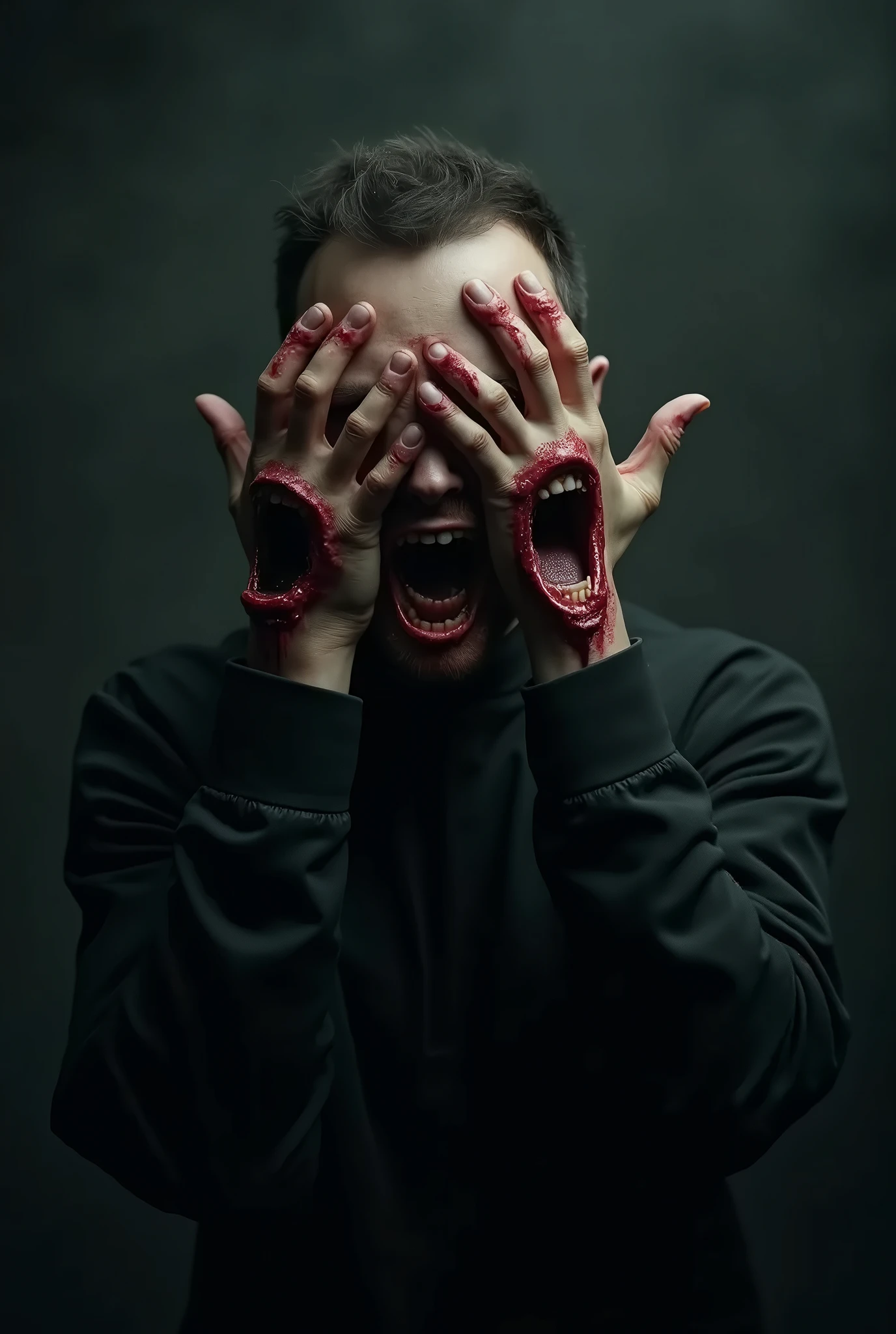 Realistic, A very beautifull knife, cut throat A boy prisoner blindfold neck bloody splash, full body, wide open throat, throat contents