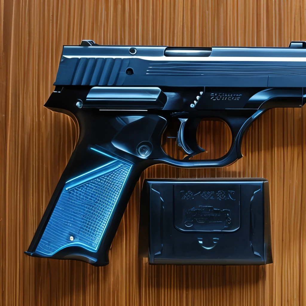 A gun in the style of the "Dominator" from the anime "Psycho-Pass." A medium-sized handgun.