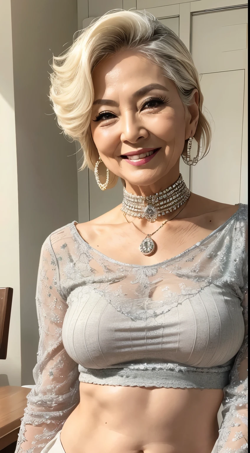 (masutepiece:1.4), High Definition,(High quality:1.4),(60-year-old woman:1.4),(Wrinkles on the face:1.4),Beautie,(ballgown:1.4),breasts,Smile,Sari Dress