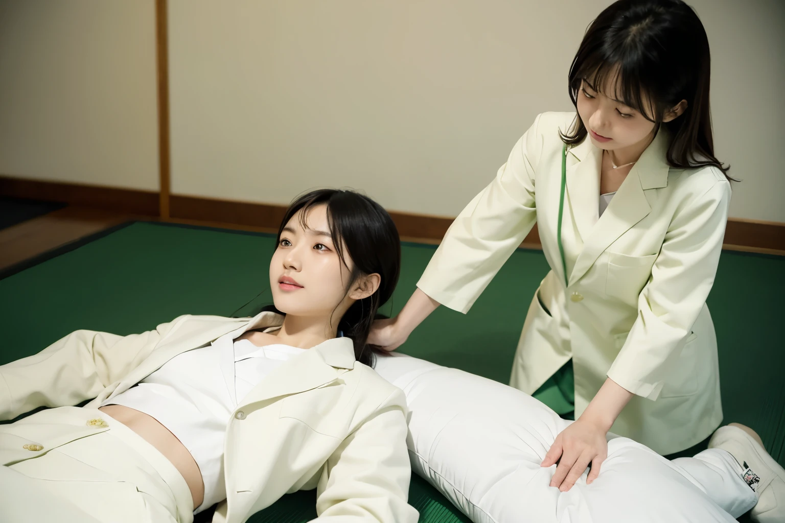 A beautiful Japanese girl with fair skin and angelic features......... She is a ager、Looks like a slender middle school student. The girl is wearing a ballet costume, tome'a little embarrassing for her. She has a childish appearance with a flat chest. The stage is a hospital, especially in pediatric wards. The doctor is conducting a medical examination of the girl, Includes genital examination. The atmosphere inside the hospital is professional and clean......... The girl is a little nervous about the vaccination she is about to receive......... The artwork is、Must be realistic, Highly detailed photorealistic quality, high resolution render。. Color palette should be soft and pastel, Gives a cute and innocent atmosphere. Lighting should be balanced and natural, Beautifully illuminate the scene.、Show nipples、Underpants1becomes a sheet、Flipping through underwear、Pained look、receive an injection、Hold the knife、Rehabilitation、male scary sexual doctor、sexual harassment、Examination without clothing、male genitalia-shaped device、Diagnosis of female genitalia、Pediatric specialty hospital、Vibrator